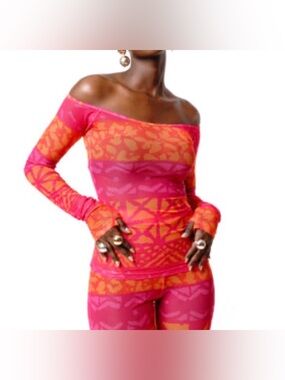 ÖFUURË Pink and Orange African Mesh Top ‼️SOLD OUT ONLINE‼️